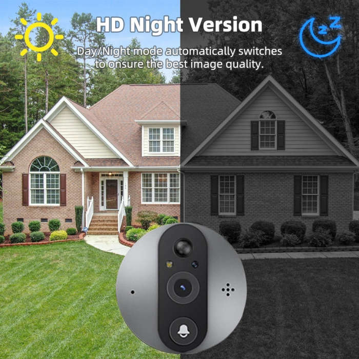 SY-37 4.3 inch Color Screen Graffiti Hidden 1080P WiFi Smart Cat Eye Video Doorbell(White)
