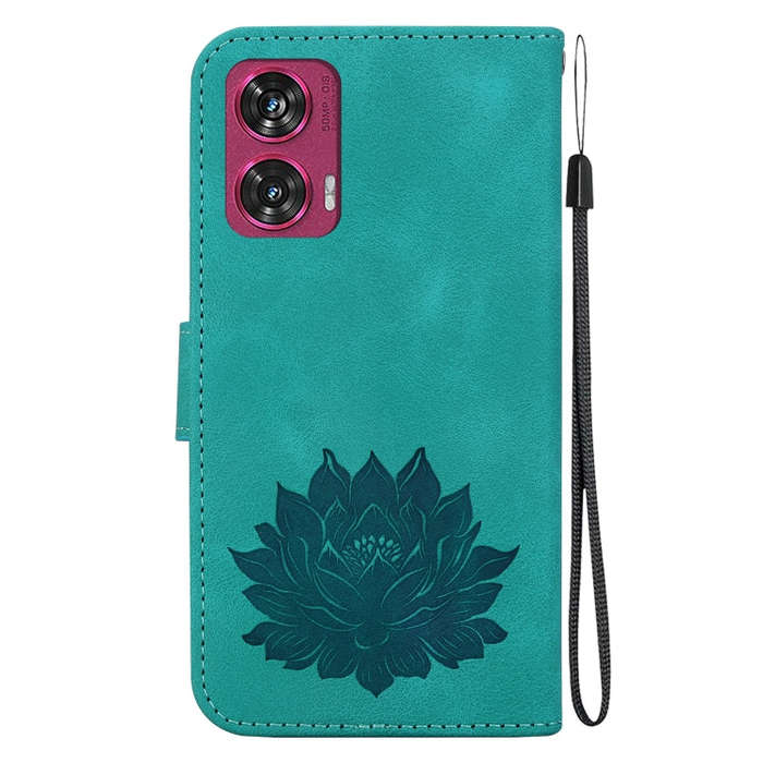 For Motorola Edge 50 Fusion Lotus Embossed Leather Phone Case(Green)