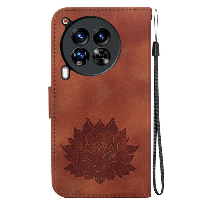 For Tecno Camon 30 Premier 5G Lotus Embossed Leather Phone Case(Brown)