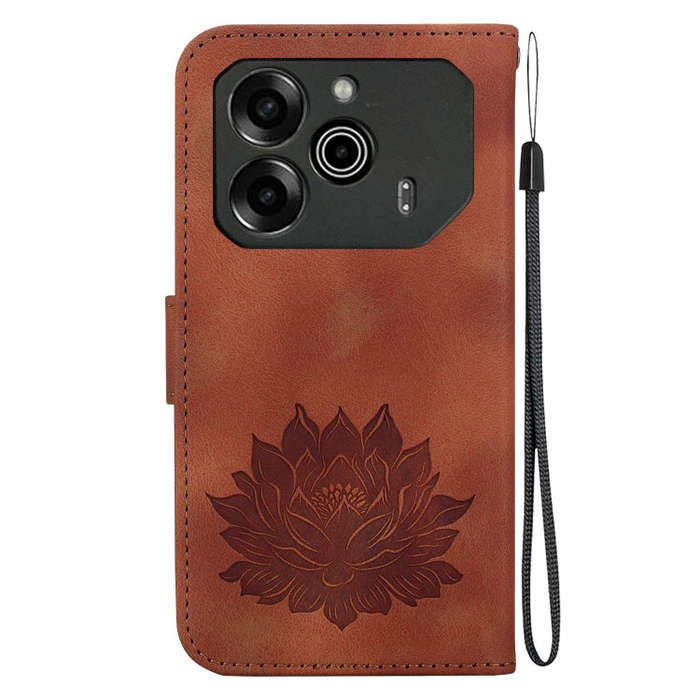 For Tecno Pova 6 / Pova 6 Pro Lotus Embossed Leather Phone Case(Brown)
