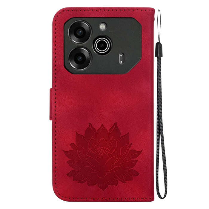 For Tecno Pova 6 / Pova 6 Pro Lotus Embossed Leather Phone Case(Red)