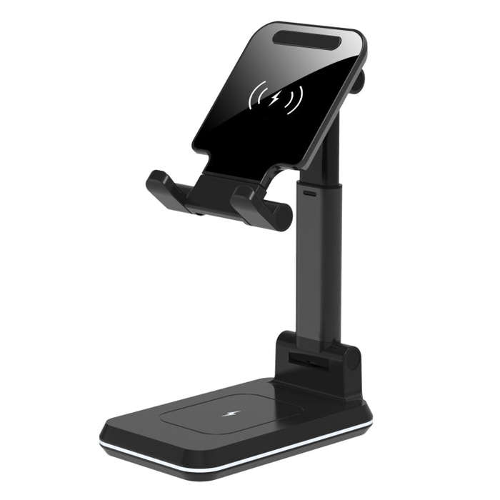 T6 2 in 1 Portable Folding Stand Wireless Charging, Style:Double Charge(Black)