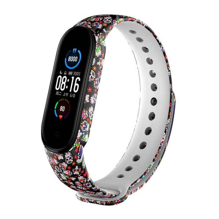 For Xiaomi Mi Band 5 TPU Watch Band(Colorful Skull)