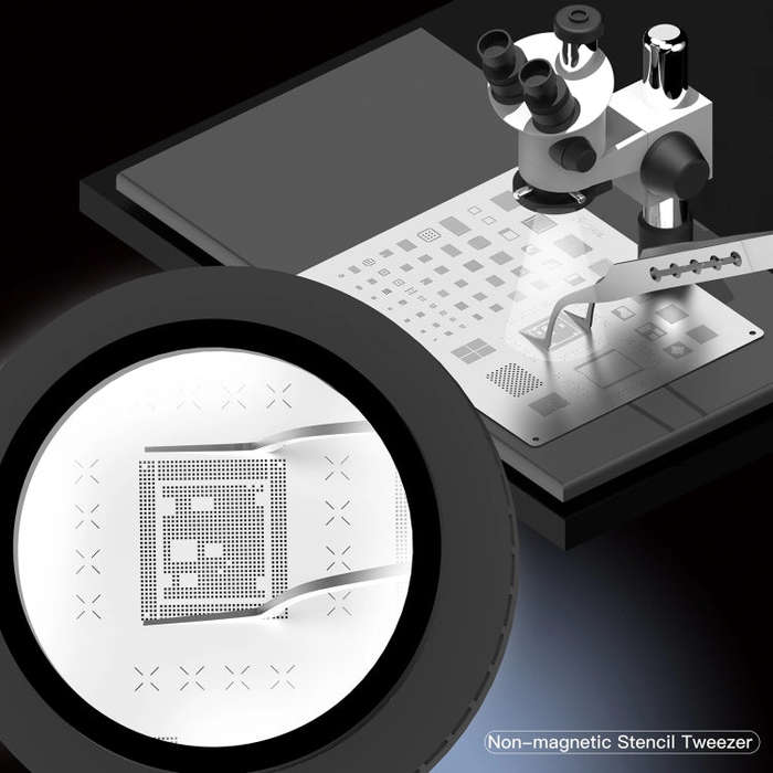2UUL Non-magnetic Stainless Stencil Tweezers with Holes, Model:TW22