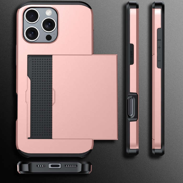 For iPhone 16e Shockproof Armor Phone Case with Card Slot(Black)