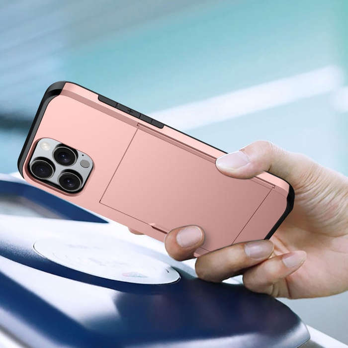 For iPhone 16e Shockproof Armor Phone Case with Card Slot(Blue)