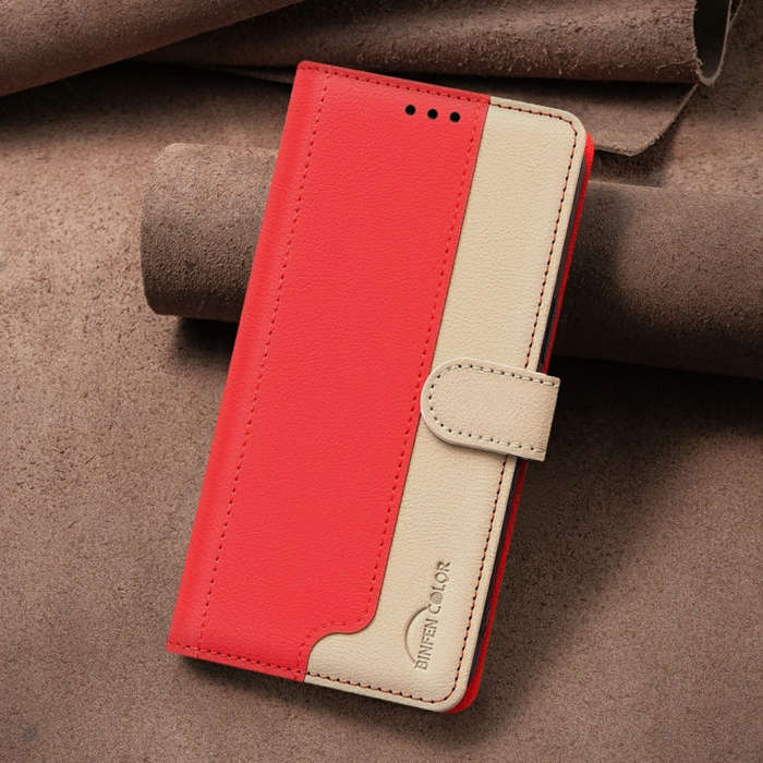 For Infinix Hot 50 4G Color Matching RFID Anti-theft Leather Phone Case(Red)