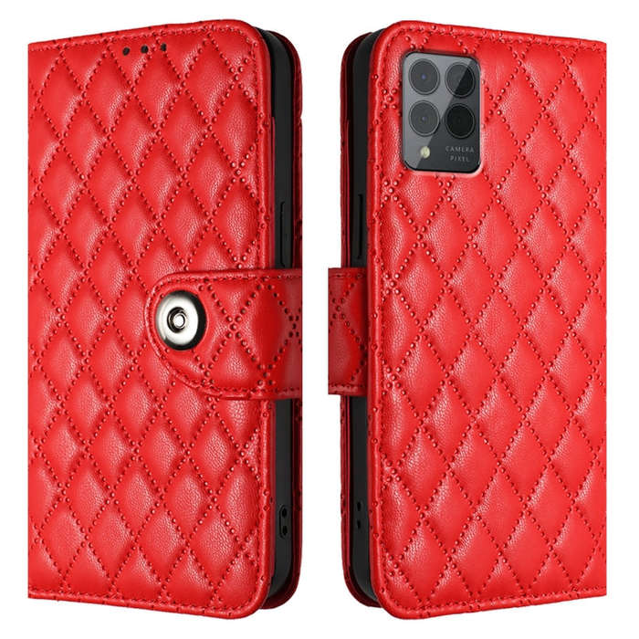 For T-Mobile REVVL 6 Pro / 6x Pro 5G Rhombic Texture Flip Leather Phone Case with Lanyard(Red)