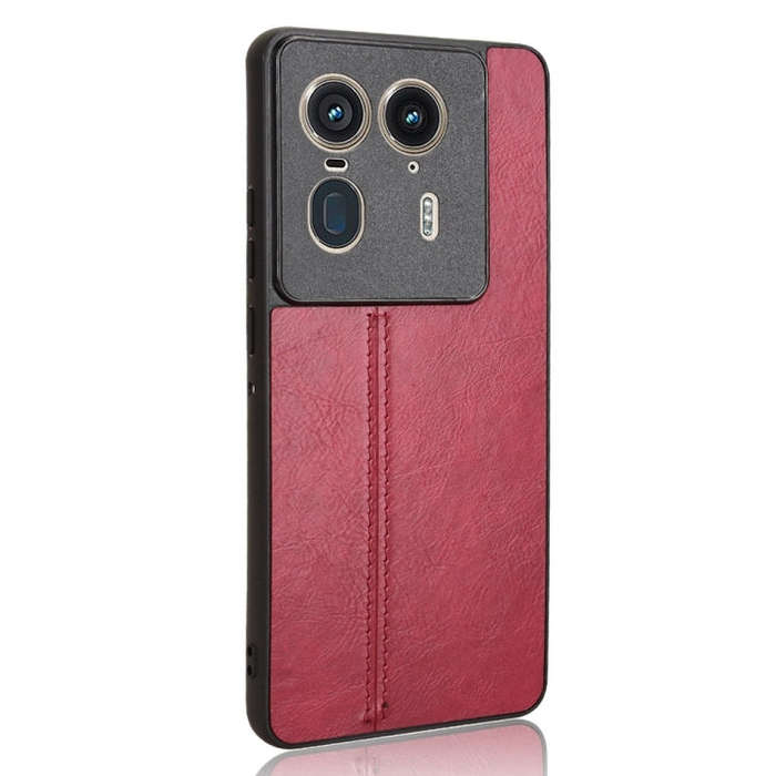 For Motorola Edge 50 Ultra / X50 Ultra Cow Pattern Sewing Card Bag Phone Case(Red)