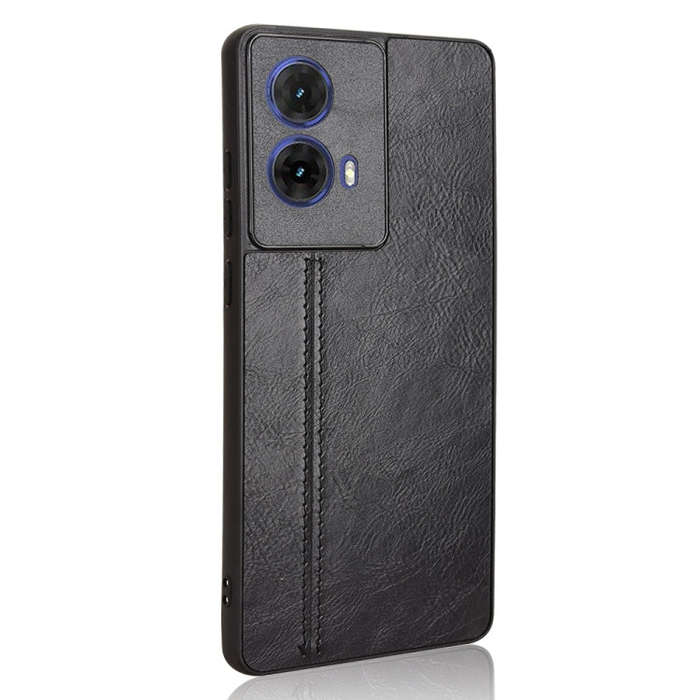 For Motorola Edge 50 Fusion Cow Pattern Sewing Card Bag Phone Case(Black)