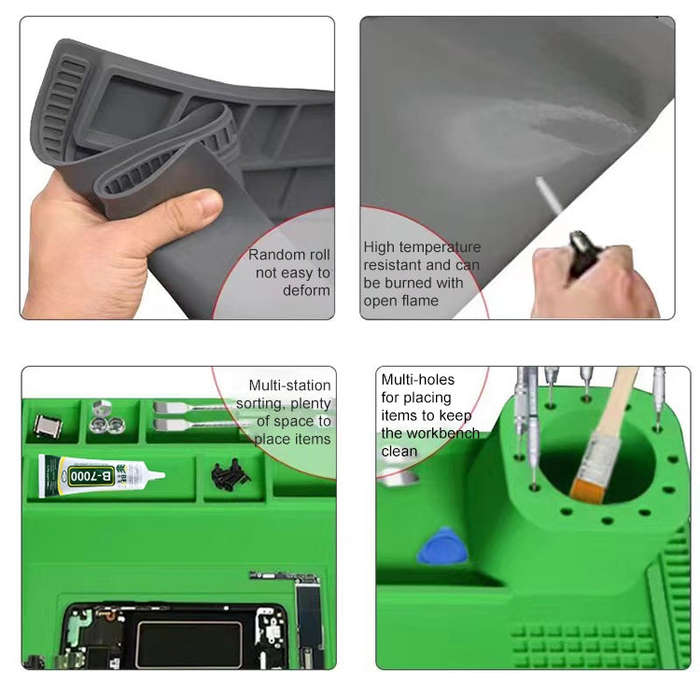 BEST S-190 High-temperature Resistant Silicone Pad Workbench Pad(Grey)