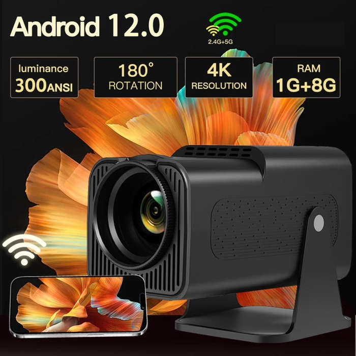 Y6S 4K Android 12.0 Portable Home HD Mini WiFi Projector(EU Plug)