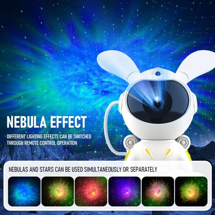 G002 Space Rabbit Starry Sky Projection Lamp Bluetooth Speaker 2 in 1 Laser Light(White)