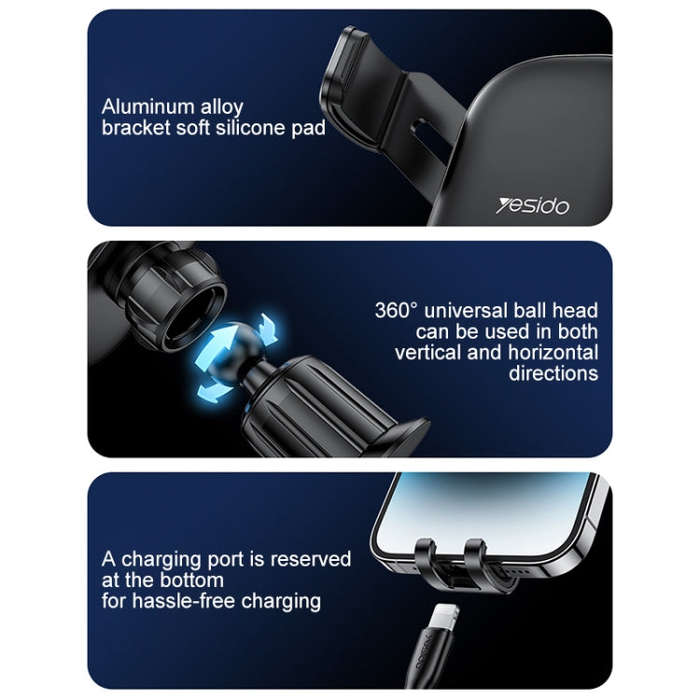 Yesido C247 Air Vent Gravity Car Holder(Black)
