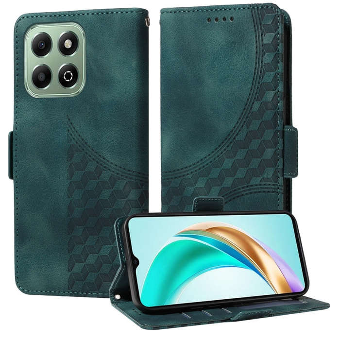 For Honor X6b 4G / X6c 4G / X5b / X5b Plus Embossed Rhombus Starry Leather Phone Case(Green)