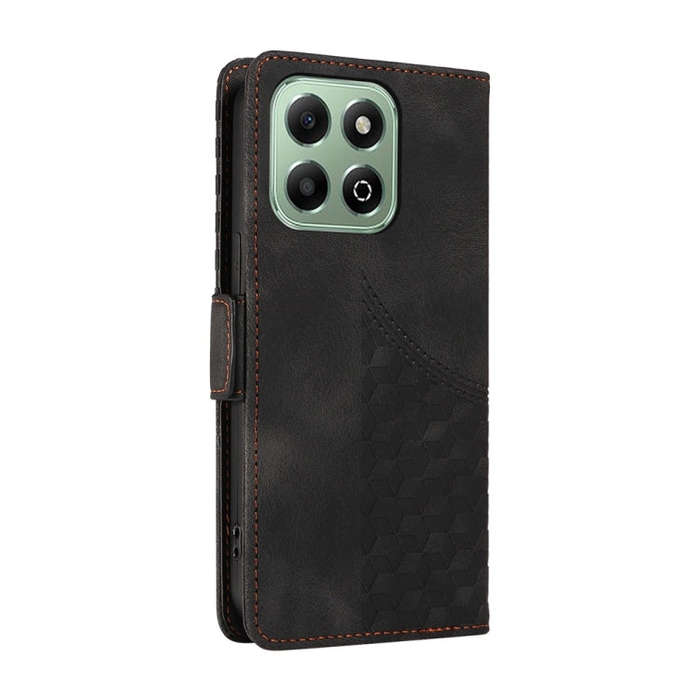 For Honor X6b 4G / X6c 4G / X5b / X5b Plus Embossed Rhombus Starry Leather Phone Case(Black)