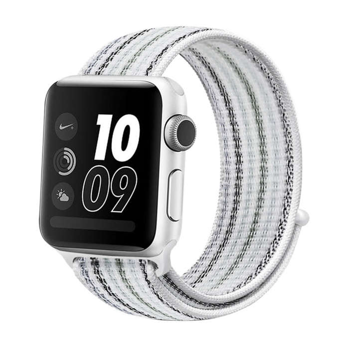 For Apple Watch Series 8&7 41mm / SE 2&6&SE&5&4 40mm / 3&2&1 38mm Nylon Loop Watch Band(White Pin...