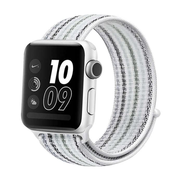 For Apple Watch Series 8&7 41mm / SE 2&6&SE&5&4 40mm / 3&2&1 38mm Nylon Loop Watch Band(White Pin...