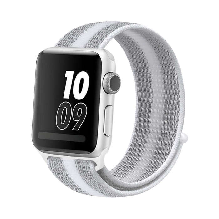 For Apple Watch Series 7 41mm / 6 & SE & 5 & 4 40mm / 3 & 2 & 1 38mm Nylon Loop Watch Band(Stripe...