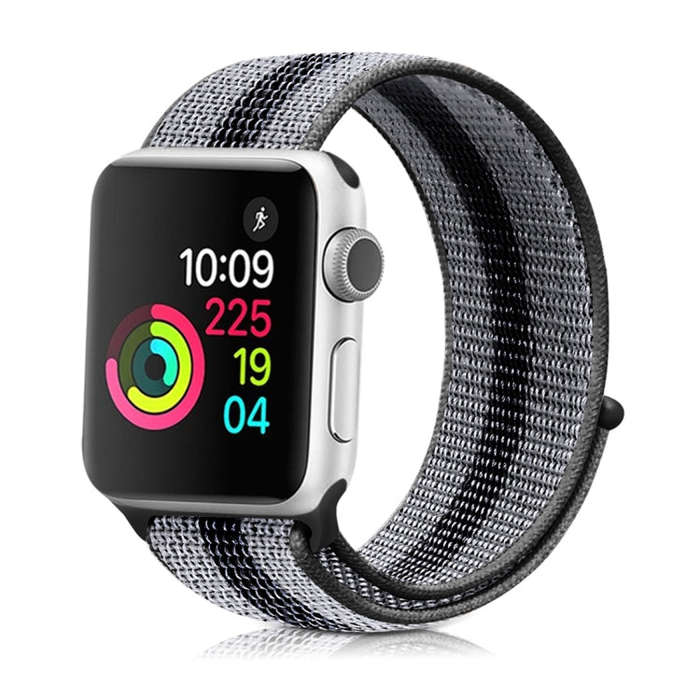 Nylon Loop Watch Band For Apple Watch Series 9&8&7 41mm / SE 3&SE 2&6&SE&5&4 40mm / 3&2&1 38mm(St...