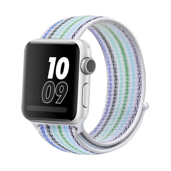 For Apple Watch Series 7 41mm / 6 & SE & 5 & 4 40mm / 3 & 2 & 1 38mm Nylon Loop Watch Band(Pinstr...