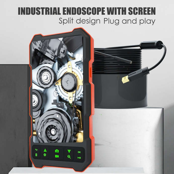 T21 4.5 inch IPS Color Screen 8mm Single Camera Split Hard Cable Industrial Endoscope, Length:10m...