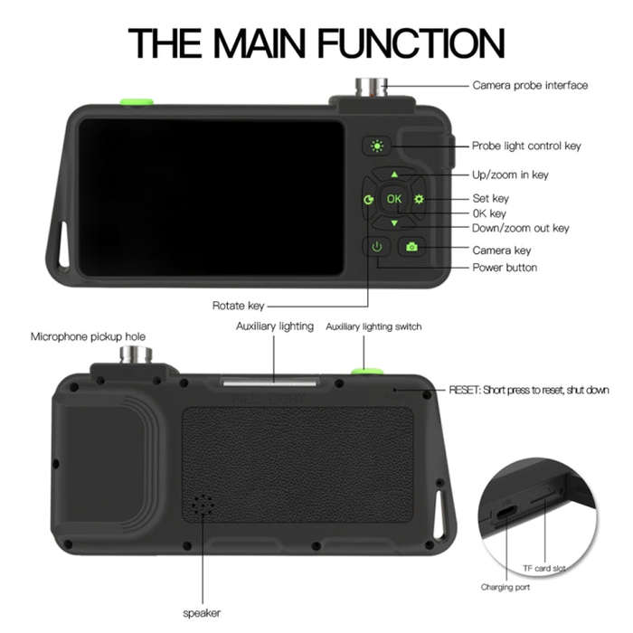 T22 4.5 inch IPS Color Screen 8mm Single Camera Hard Cable Industrial Endoscope, Length:3.5m(Blac...