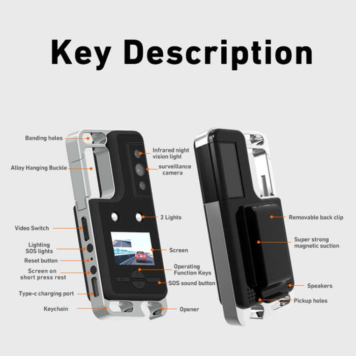 D6 2K Acoustic and Visual Distress Signal Cycling SOS Recorder with Light(Black)