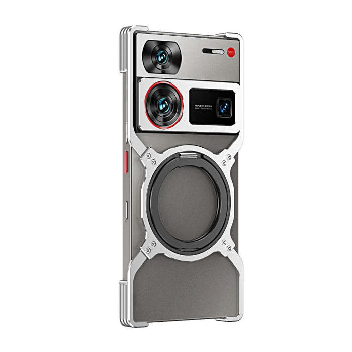 For ZTE nubia Z60 Ultra Leading Mechanical Arm Borderless MagSafe Holder Metal Phone Case(Silver)
