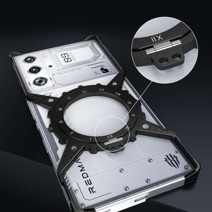 For ZTE nubia Z60 Ultra Leading Mechanical Arm Borderless MagSafe Holder Metal Phone Case(Black S...