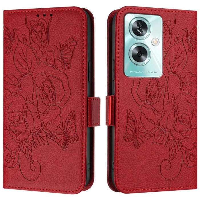For OnePlus Nord N30 SE 5G Embossed Rose RFID Anti-theft Leather Phone Case(Red)