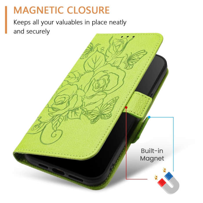 For OnePlus Nord 4 5G Embossed Rose RFID Anti-theft Leather Phone Case(Green)