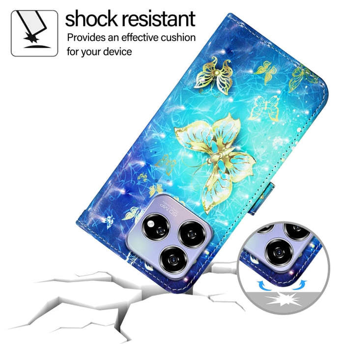 For ZTE Blade V60 / Axon 60 3D Painting Horizontal Flip Leather Phone Case(Golden Butterfly)