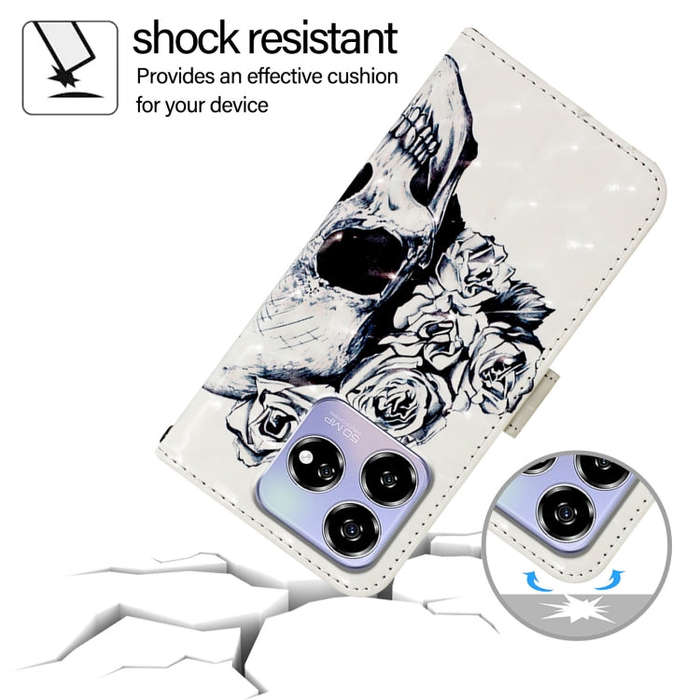 For ZTE Blade V60 / Axon 60 3D Painting Horizontal Flip Leather Phone Case(Skull)