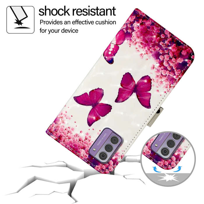 For Nokia G42 / G310 3D Painting Horizontal Flip Leather Phone Case(Rose Butterfly)