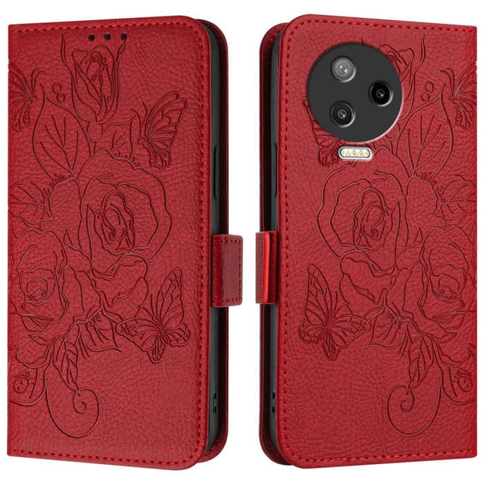 For Infinix Note 12 Pro 4G / Note 12 2023 Embossed Rose RFID Anti-theft Leather Phone Case(Red)
