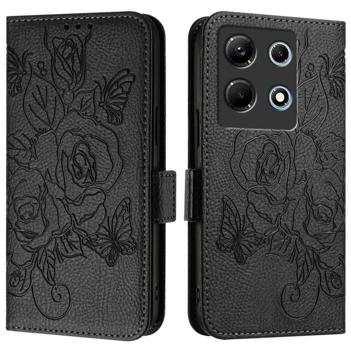 For Infinix Note 30 4G Embossed Rose RFID Anti-theft Leather Phone Case(Black)