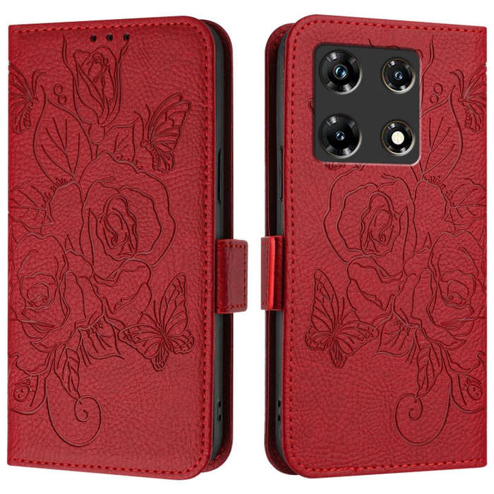 For Infinix Note 30 Pro / Note 30 5G Embossed Rose RFID Anti-theft Leather Phone Case(Red)