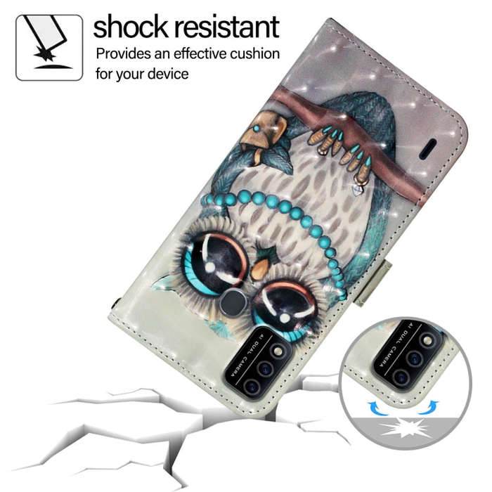 For Itel A48 3D Painting Horizontal Flip Leather Phone Case(Grey Owl)