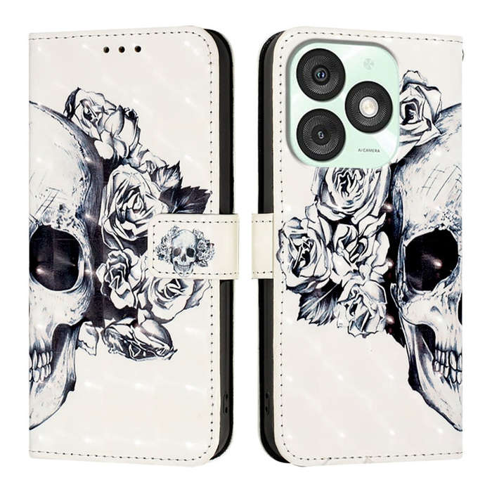 For Itel A50 3D Painting Horizontal Flip Leather Phone Case(Skull)