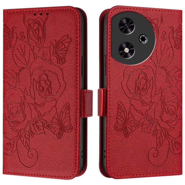 For Honor Play 50 Embossed Rose RFID Anti-theft Leather Phone Case(Red)