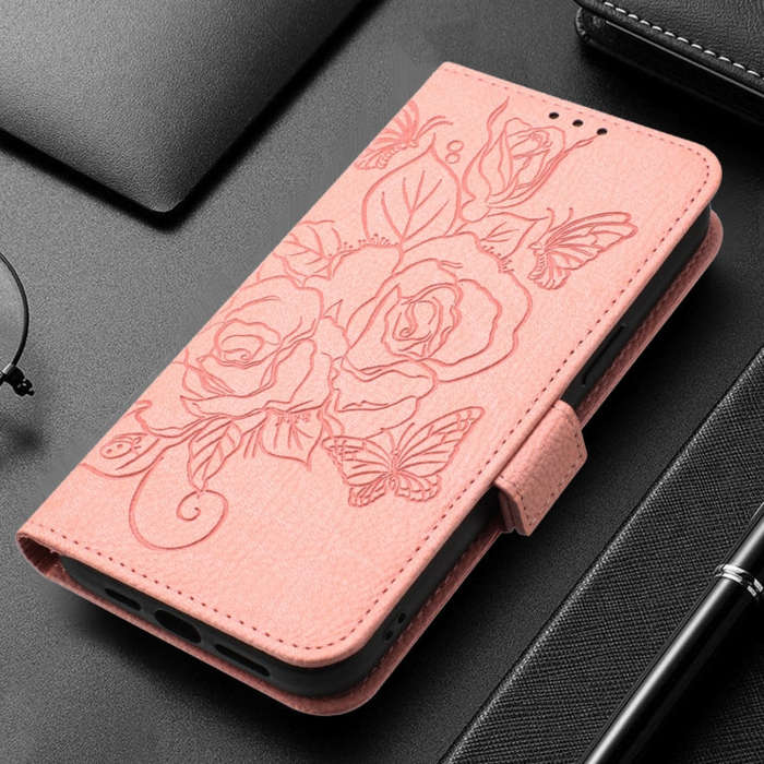For Honor X6b Embossed Rose RFID Anti-theft Leather Phone Case(Pink)