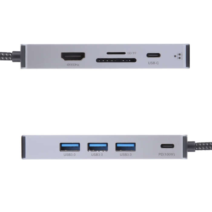 BYL-2318 9 in 1 USB-C / Type-C to USB3.0+Type-C+1000M Ethernet+HDTV+SD / TF Dual Card Slot Dockin...
