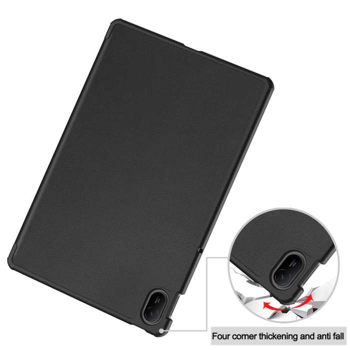 For Huawei Matepad SE 11 Custer Pure Color 3-Fold Holder Smart Leather Tablet Case(Black)