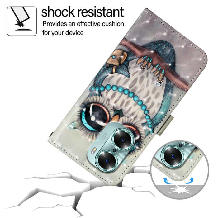 For Honor 60 3D Painting Horizontal Flip Leather Phone Case(Grey Owl)