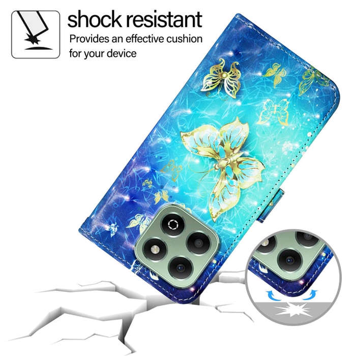 For Honor X6b 3D Painting Horizontal Flip Leather Phone Case(Golden Butterfly)