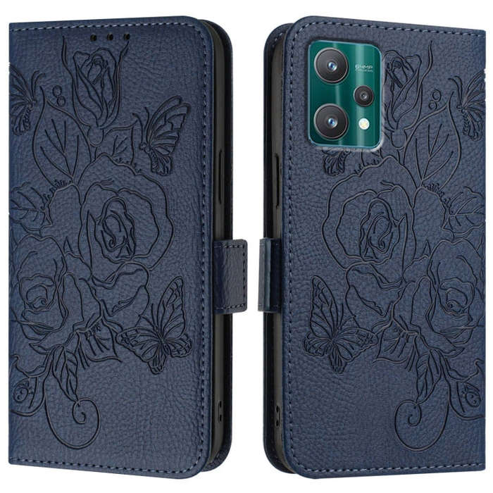 For Motorola Moto X40 Embossed Rose RFID Anti-theft Leather Phone Case(Dark Blue)
