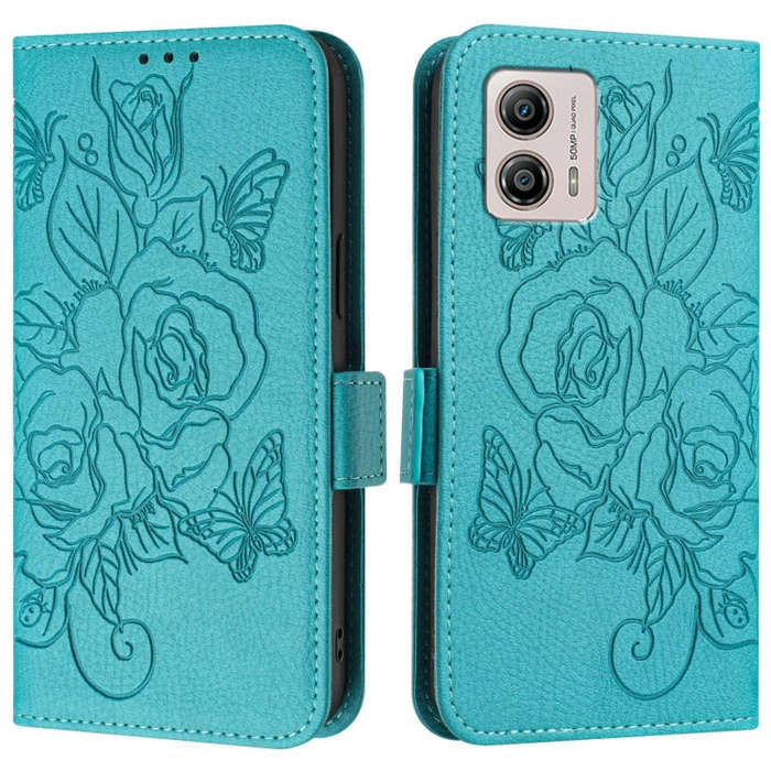 For Motorola Moto G53 5G / G31 4G / G23 4G Embossed Rose RFID Anti-theft Leather Phone Case(Light...