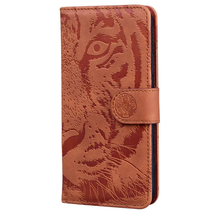 For Huawei nova 12 Tiger Embossing Pattern Flip Leather Phone Case(Brown)