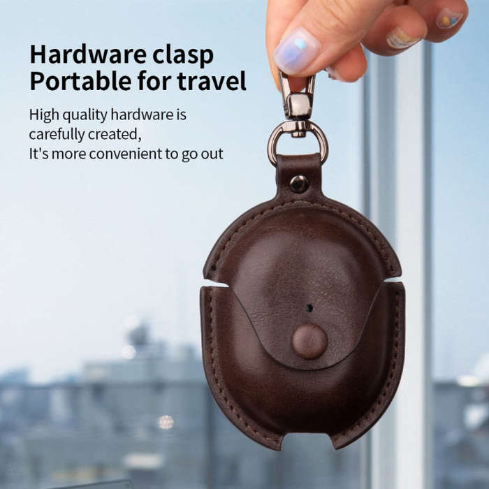 For Redmi Buds 4 Business Leather Earphone Protective Case with Hook(Black)